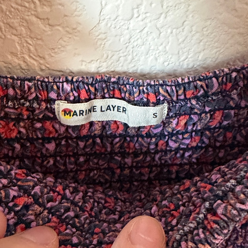 Marine Layer Selene Smocked Tiered Maxi Dress in Geo Floral Print - Picture 7 of 9